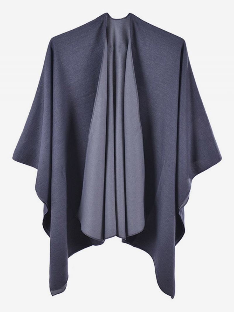 Kvinner Cape Color Block Overdimensjonert Daglig Casual Høst Vinter Poncho - Deep Grey