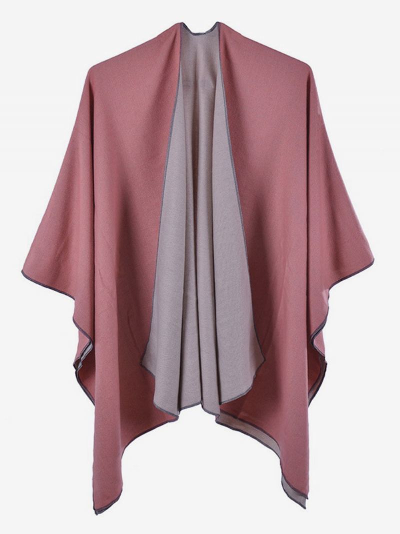 Kvinner Cape Color Block Overdimensjonert Daglig Casual Høst Vinter Poncho - Rosa