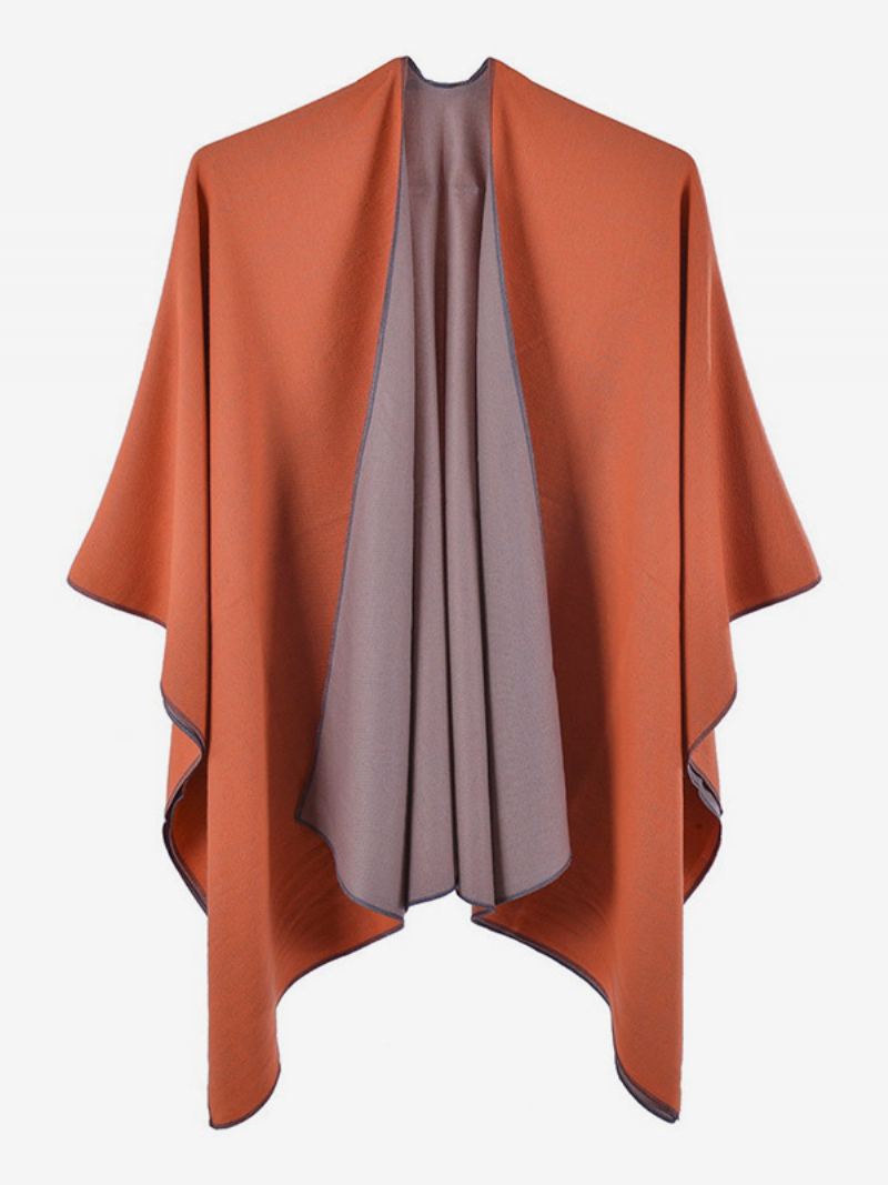 Kvinner Cape Color Block Overdimensjonert Daglig Casual Høst Vinter Poncho - Oransje