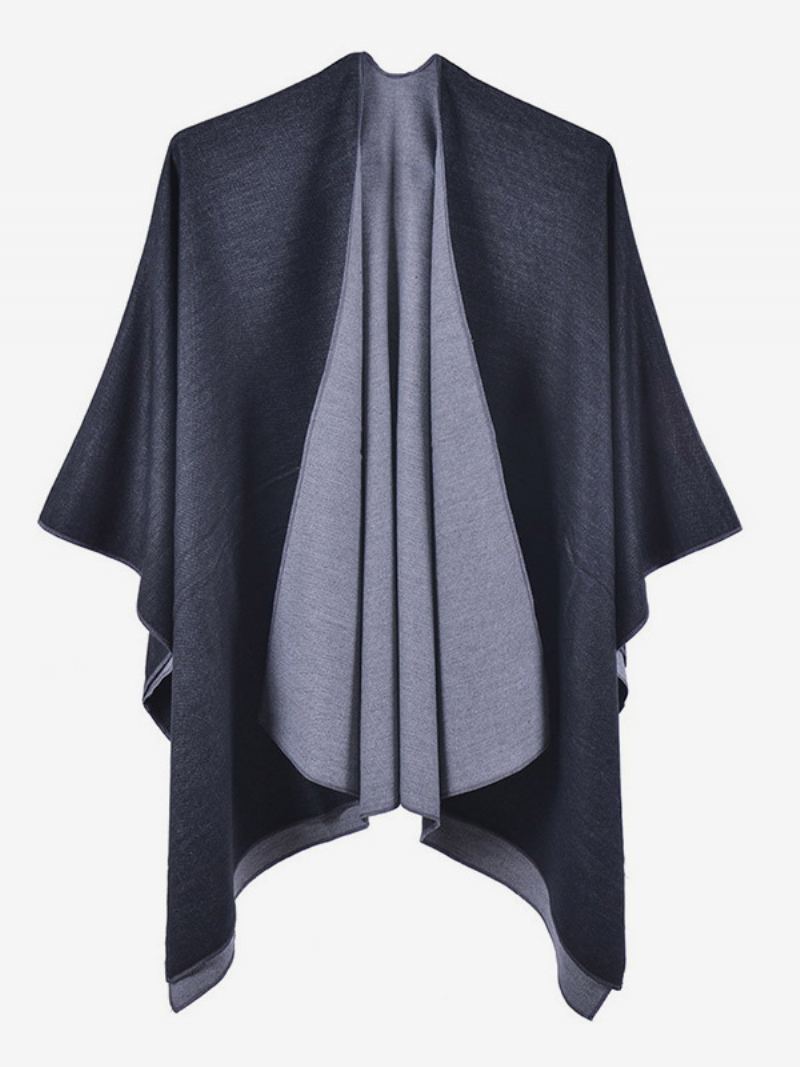 Kvinner Cape Color Block Overdimensjonert Daglig Casual Høst Vinter Poncho - Sort