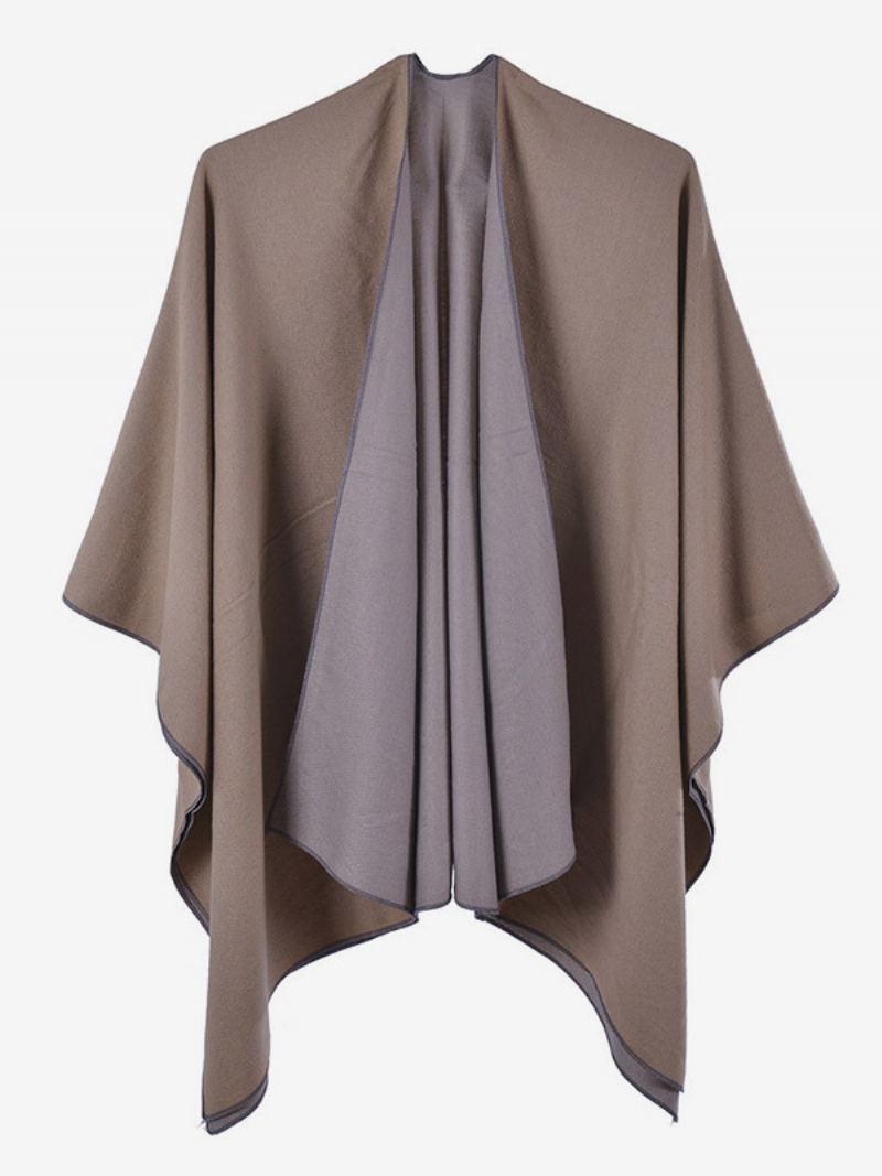 Kvinner Cape Color Block Overdimensjonert Daglig Casual Høst Vinter Poncho - Khaki