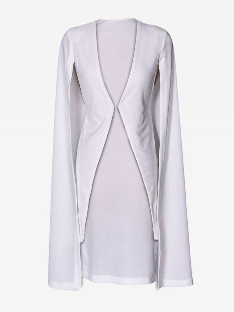 Kvinner Hvit Poncho Langermet Irregular Cape Blazer - Hvit