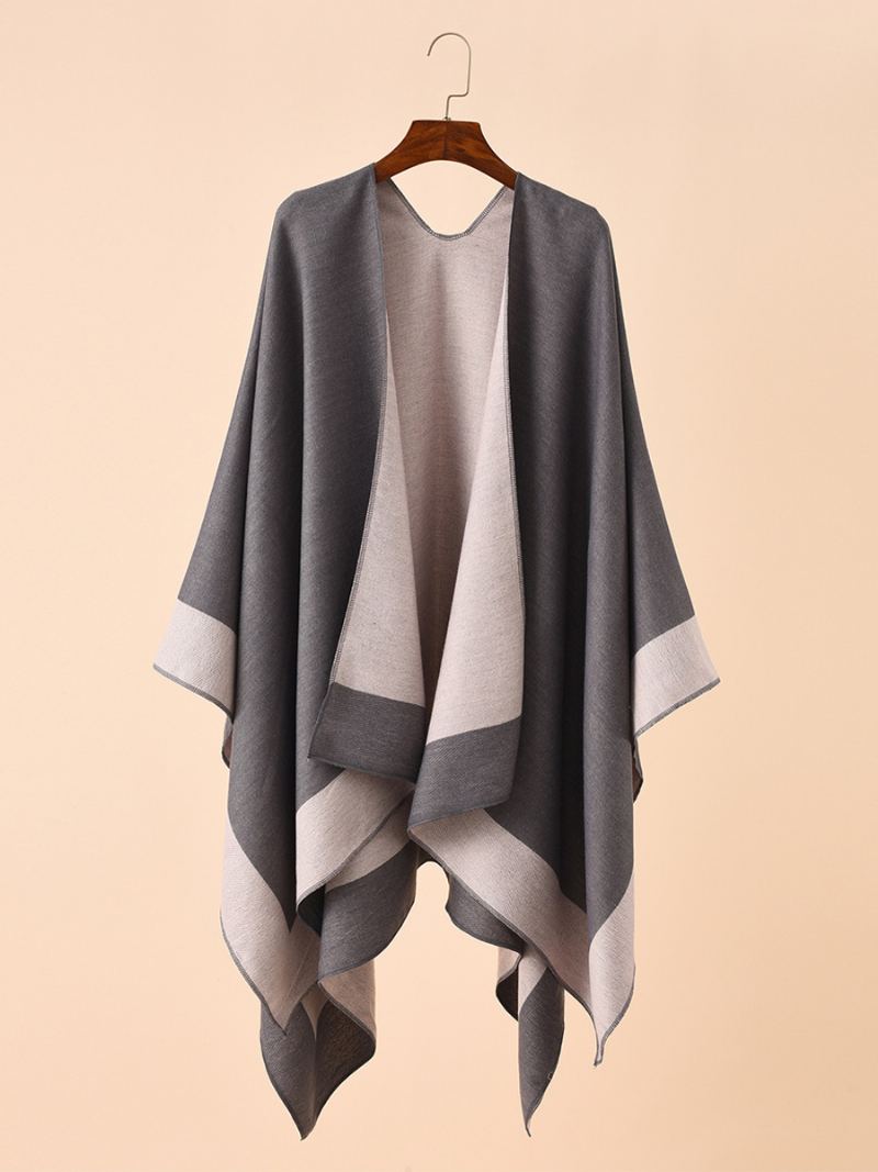 Kvinners Fargeblokk Poncho Daily Casual Cape - Lyserosa