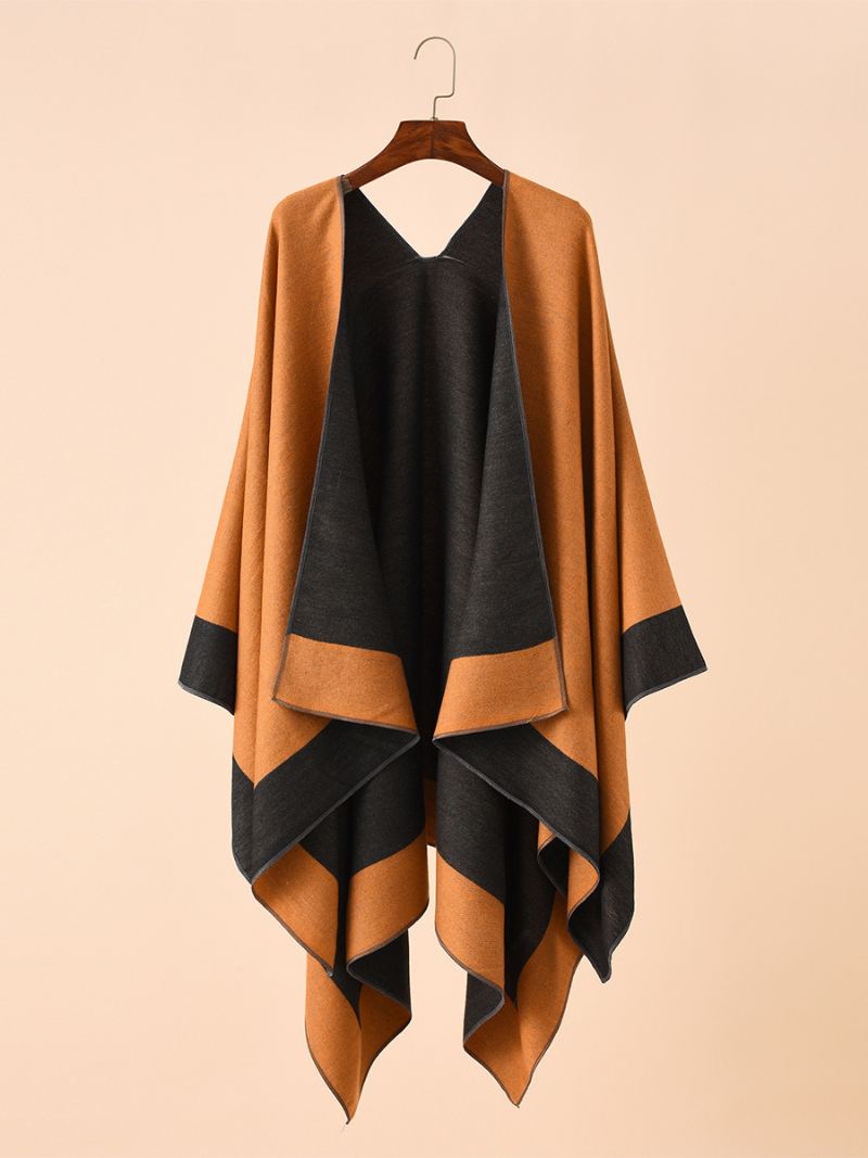 Kvinners Fargeblokk Poncho Daily Casual Cape - Oransje