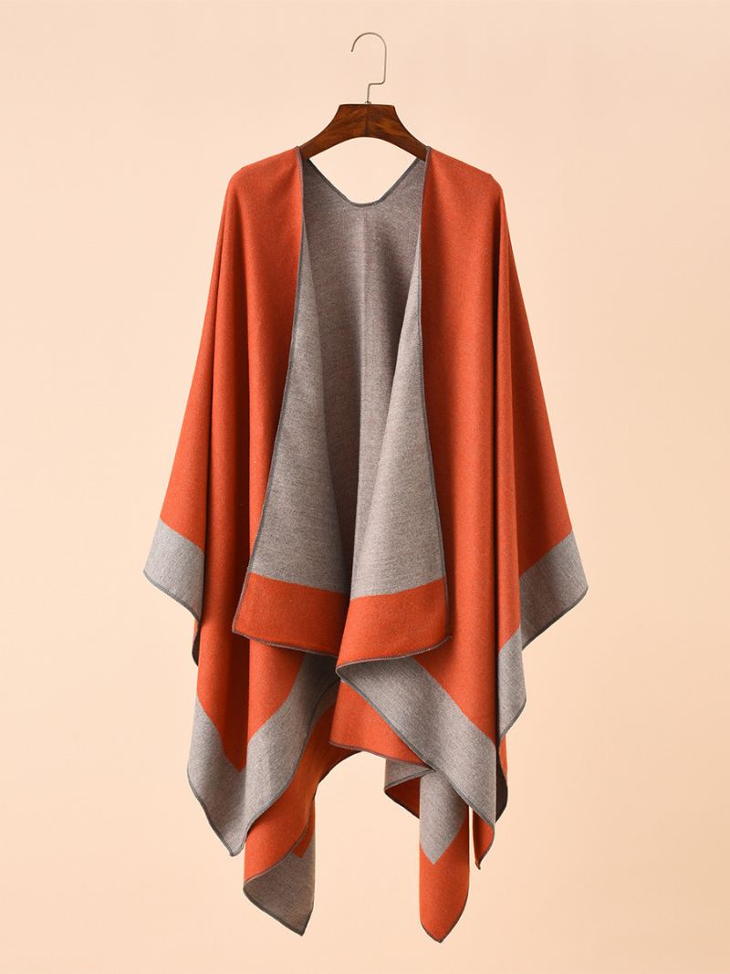 Kvinners Fargeblokk Poncho Daily Casual Cape - Oransje