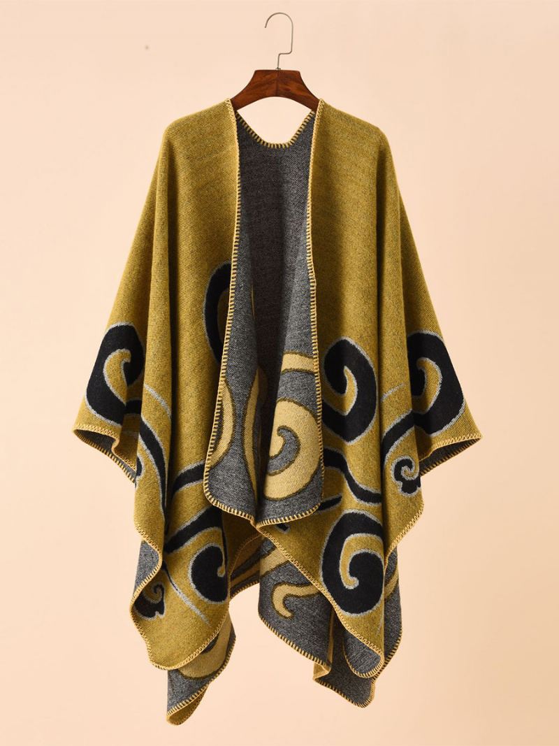 Poncho Med Trykt Daglig Casual Chic Cape For Kvinner