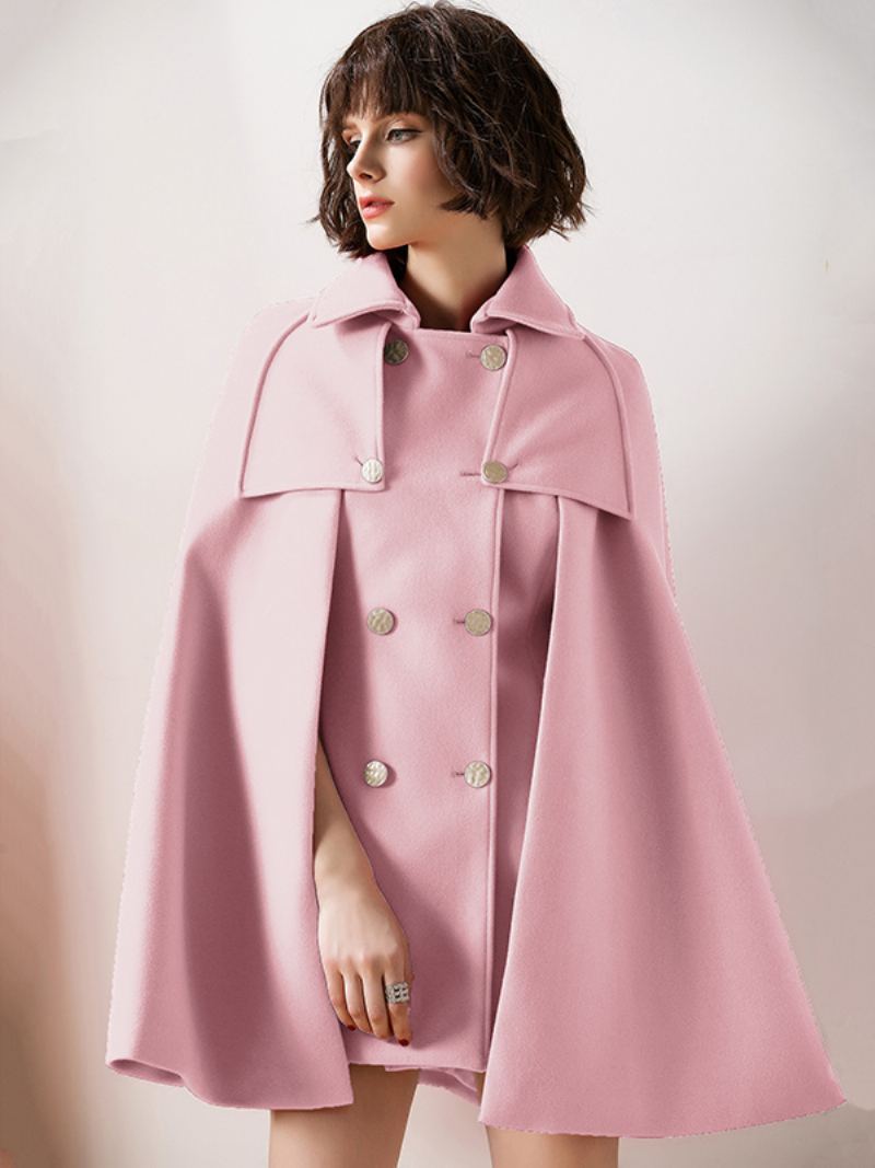 Rød Poncho For Kvinner Oversized Cape Coat Vinter Yttertøy 2024 - Rosa