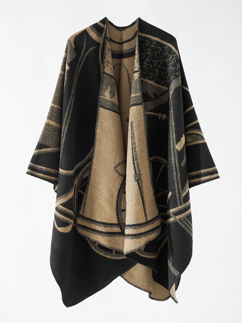 Tofarget Poncho For Kvinner Daglig Uformelt Elegant Kappe