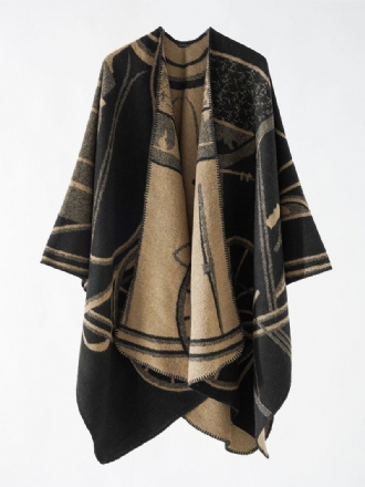 Tofarget Poncho For Kvinner Daglig Uformelt Elegant Kappe