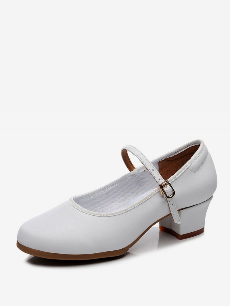 Ballroom Dance Sko Kvinners Chunky Heel - Hvit