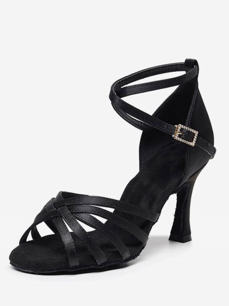 Latinsk Dansesko For Kvinner Satin Kaffe Brun Peep Toe Stiletthæl Danse Latinsko