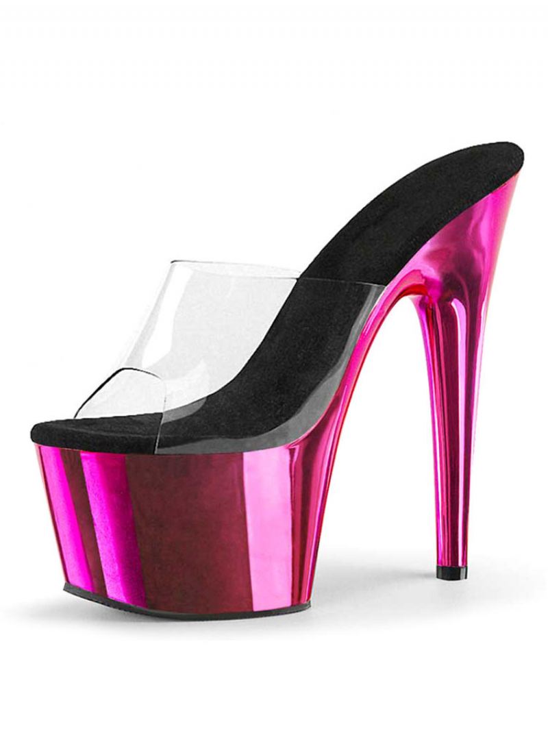 Pole Dance Sko Dame Sexy Metallic Plattformsko Stiletto Heel Mule Sandaler