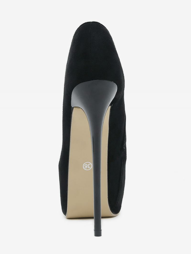 Sexy Høye Hæler For Kvinner Stiletthæl Micro Suede Øvre Pumps - Svart