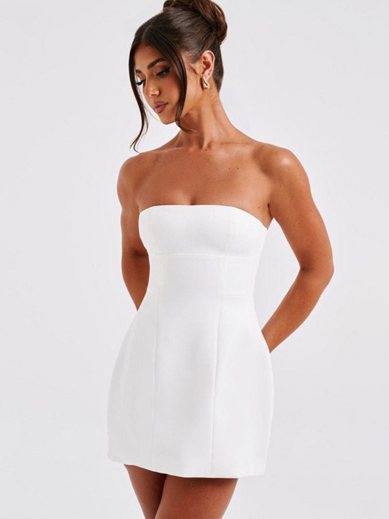 Kvinne Sorte Bodycon-kjoler Off The Shoulder Backless Party Mini-kjoler - Hvit