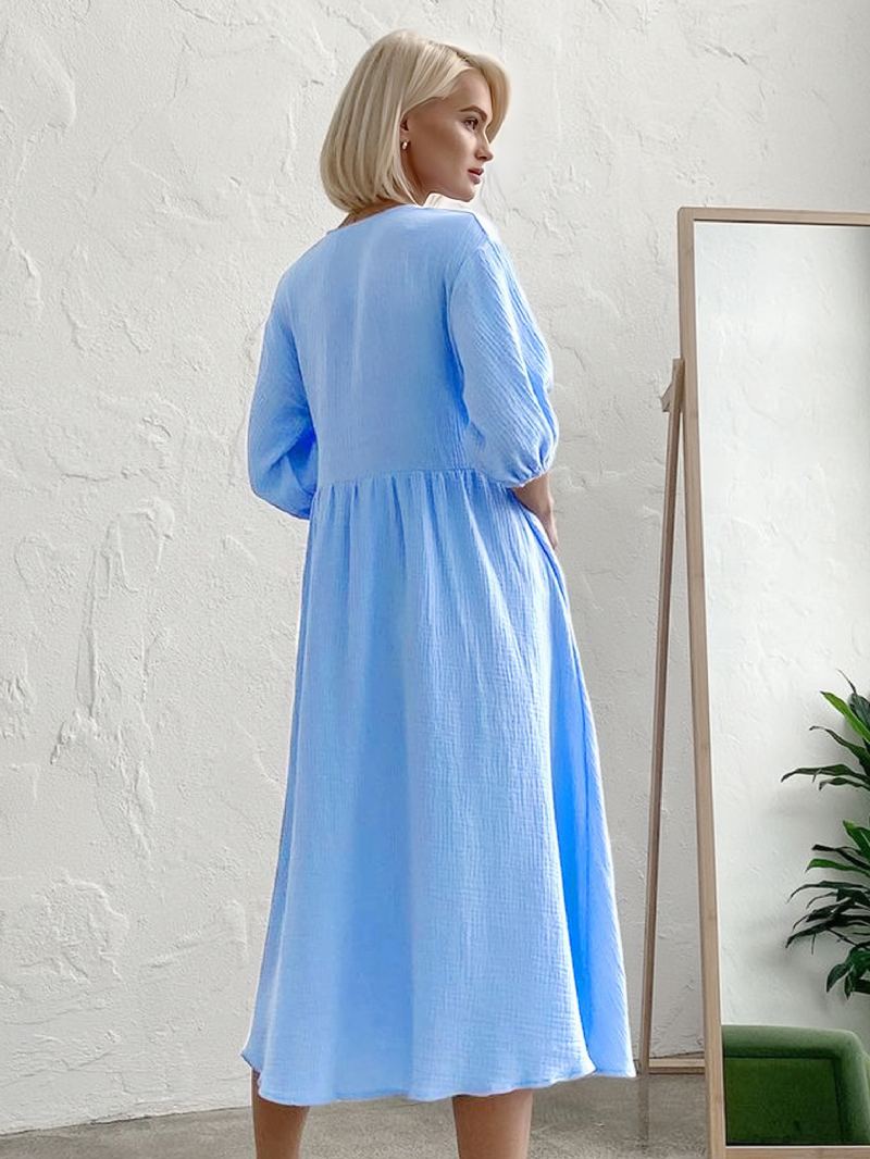 Sommerkjole For Kvinner V-hals Blonder Oversized Lys Himmelblå Long Beach Dress