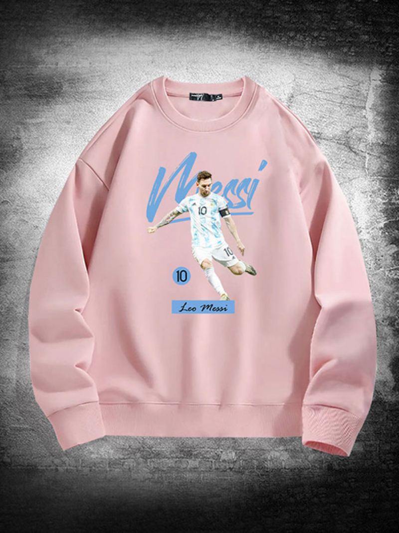 Argentina Messi Sweatshirt Langermet Topp For Menn - Rosa