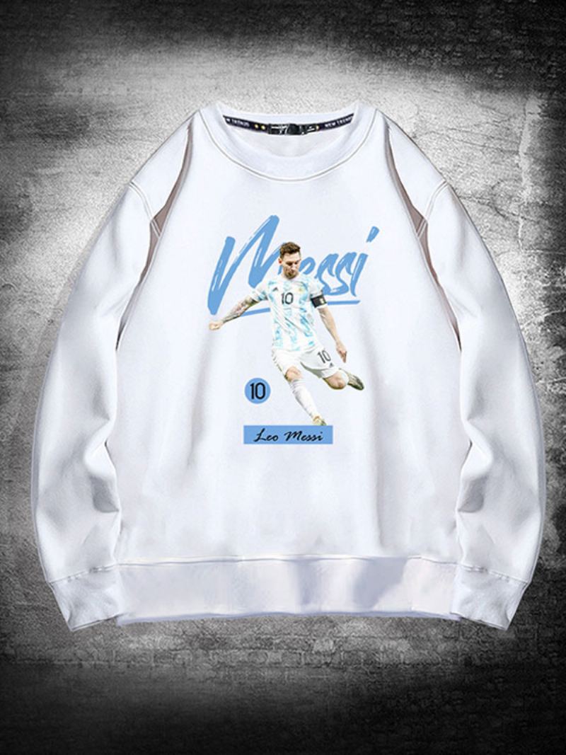 Argentina Messi Sweatshirt Langermet Topp For Menn - Hvit