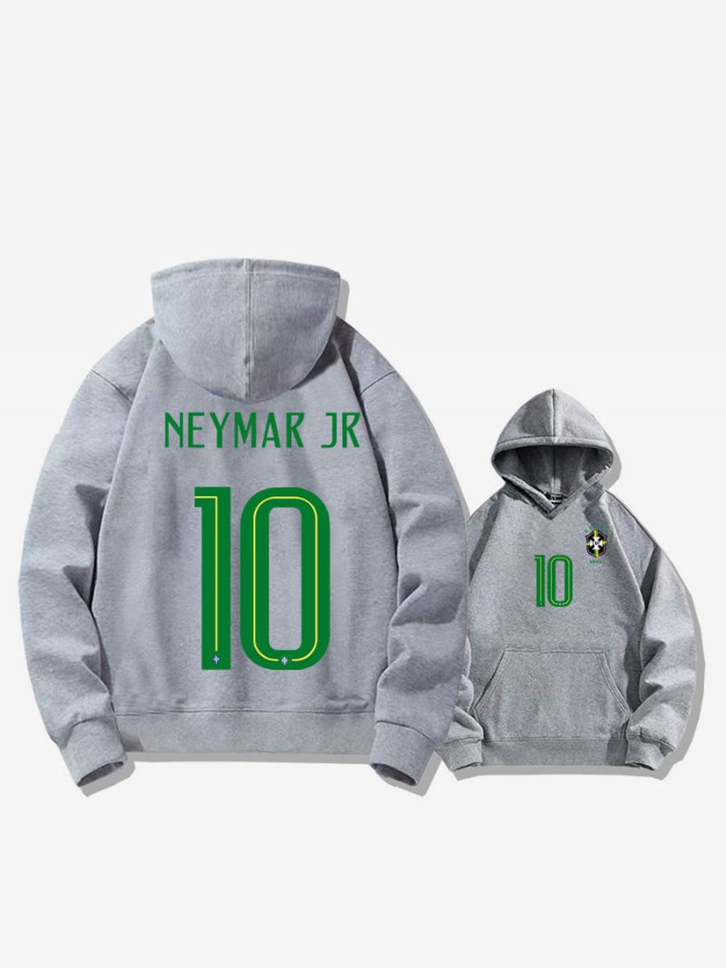 Brasil Treningshettegenser Neymar Nummer 10 Herre - Lysgrå