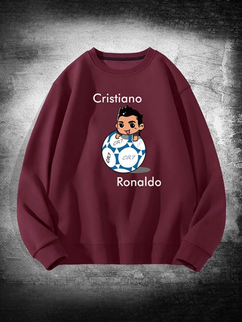 Herre Ronaldo Sweatshirt Langermet Topp - Burgunder