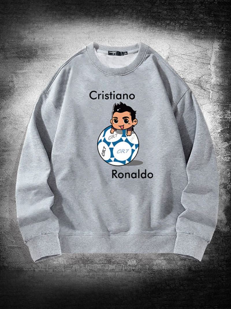 Herre Ronaldo Sweatshirt Langermet Topp - Lysgrå