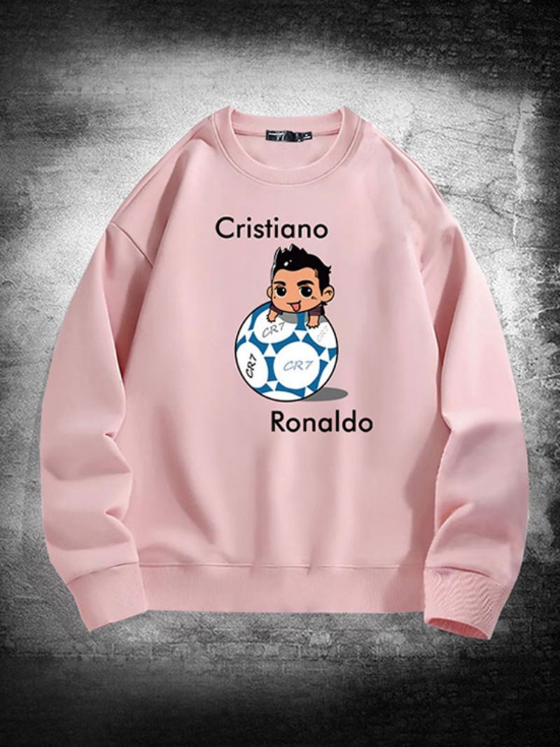 Herre Ronaldo Sweatshirt Langermet Topp - Rosa