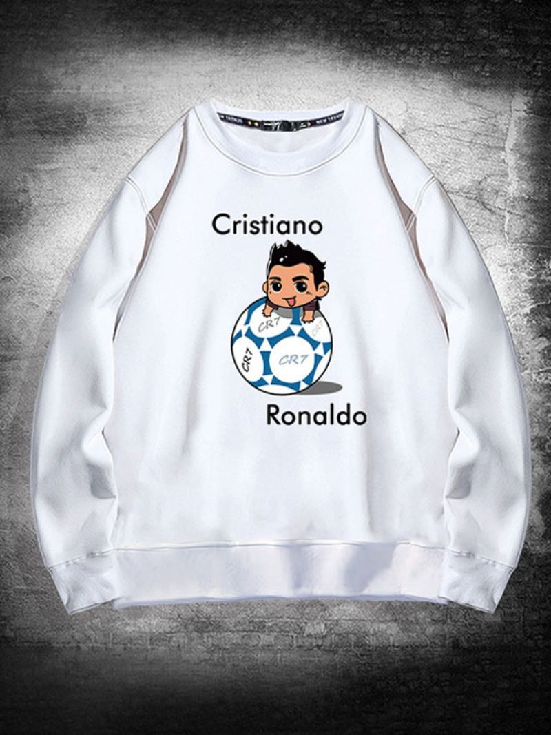 Herre Ronaldo Sweatshirt Langermet Topp - Hvit