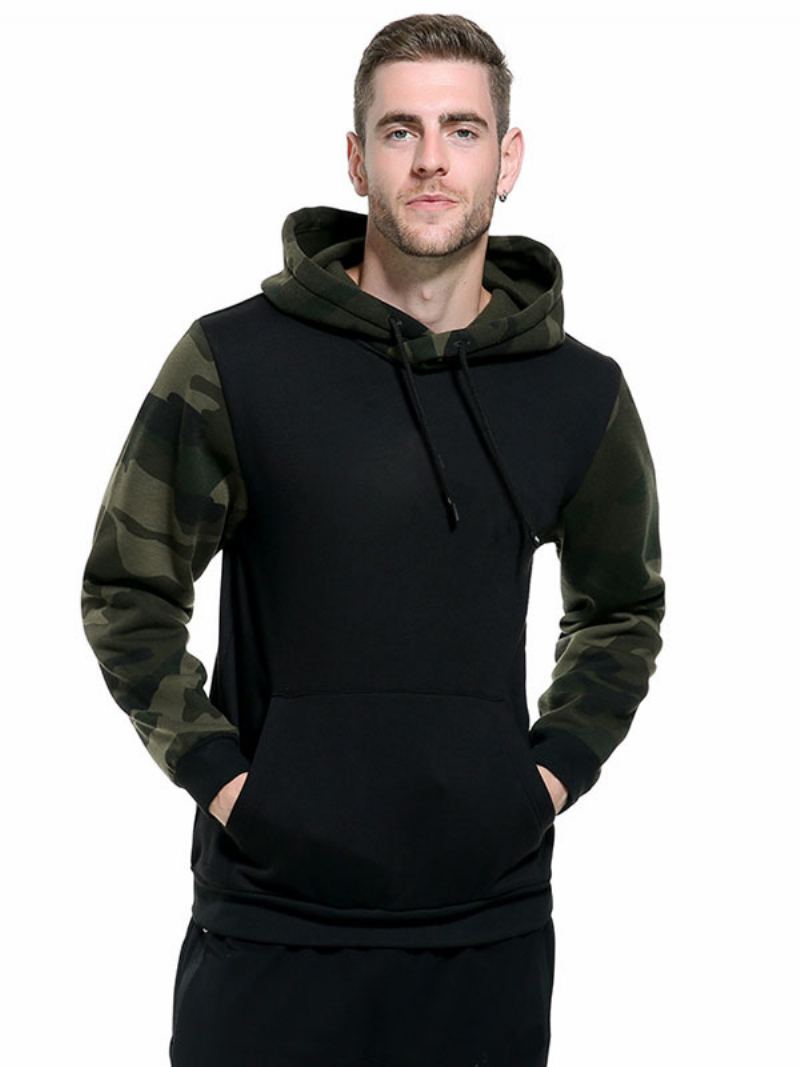 Menn Hettegensere Hette Langermet Kamuflasje Polyester Svart Sweatshirt