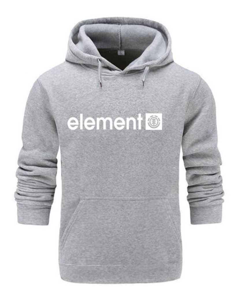 Menn Hettegensere Hette Langermet Polyester Deep Grey Sweatshirt - Lysegrå