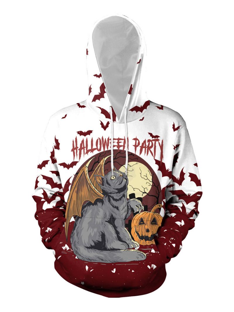 Menn Hettegensere Hette Langermet Polyester Scary Sweatshirt - Hvit