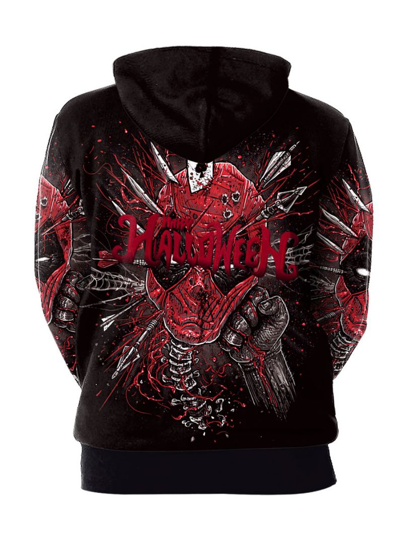 Menn Hettegensere Hette Langermet Polyester Scary Sweatshirt - Sort