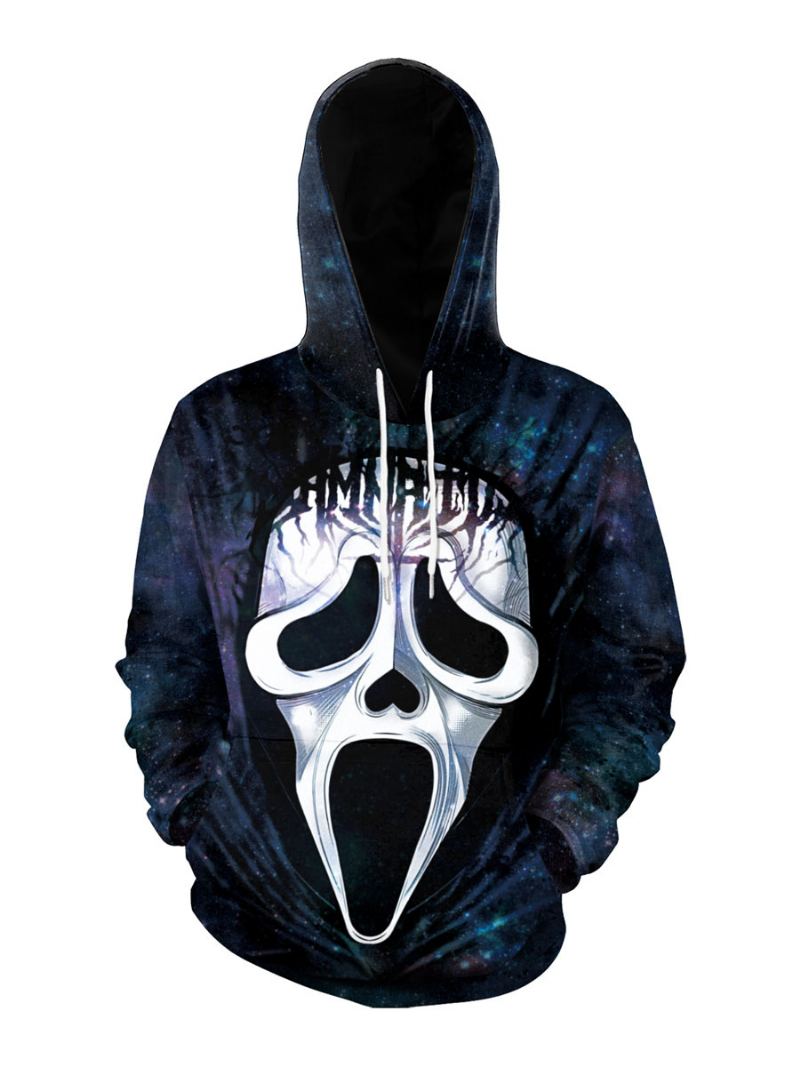 Menn Hettegensere Hette Langermet Polyester Scary Sweatshirt - Sort