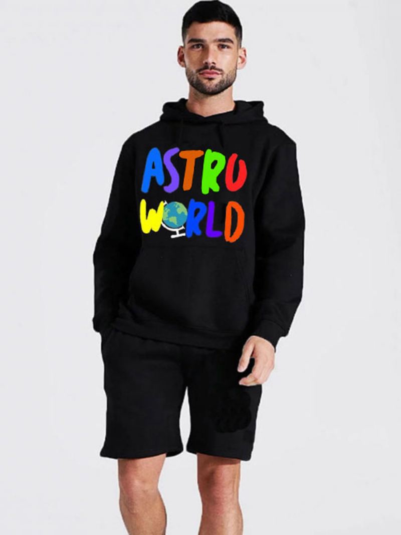 Menn Hettegensere Langermet Ord Print Polyester Sweatshirt