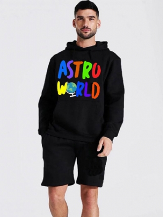 Menn Hettegensere Langermet Ord Print Polyester Sweatshirt