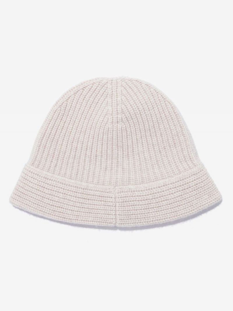 Caps For Dame Chic Ull Stripe Vinter Varme Strikkede Luer - Hvit