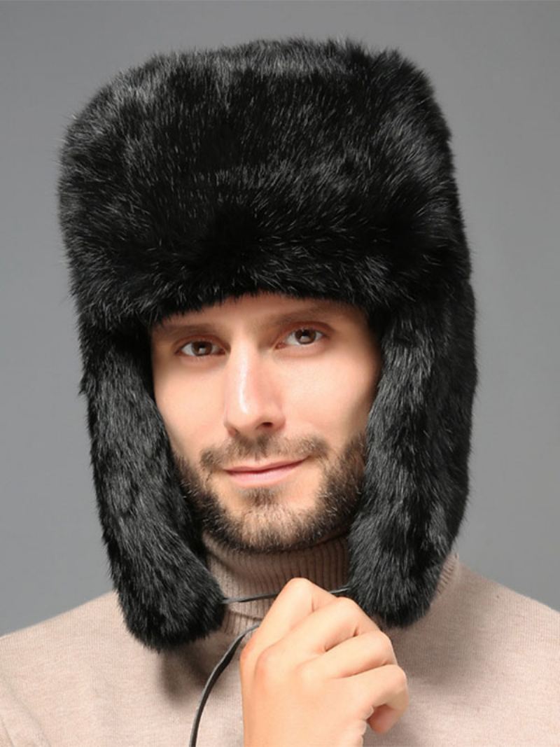 Caps For Menn Modern Faux Fur Winter Warm Hats Russian Ushanka Hat - Sort