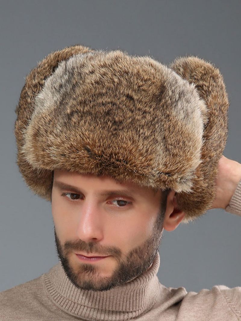 Caps For Menn Modern Faux Fur Winter Warm Hats Russian Ushanka Hat - Khaki