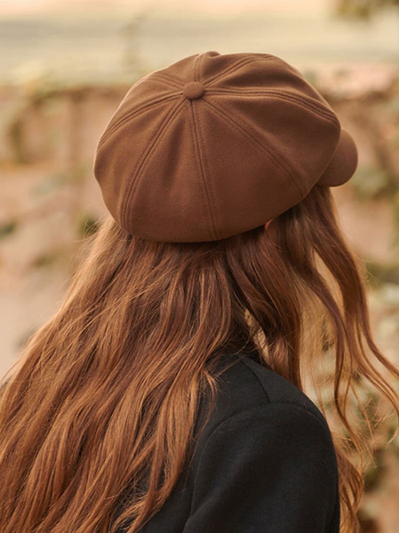 Damehatter Vakker Akrylfiber Kaffe Brun Beret - Kaffe Brun