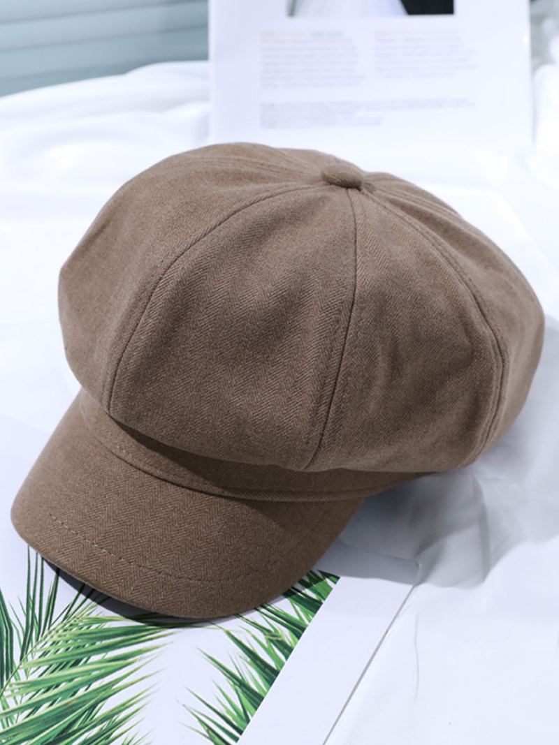 Damehatter Vakker Akrylfiber Kaffe Brun Beret - Khaki