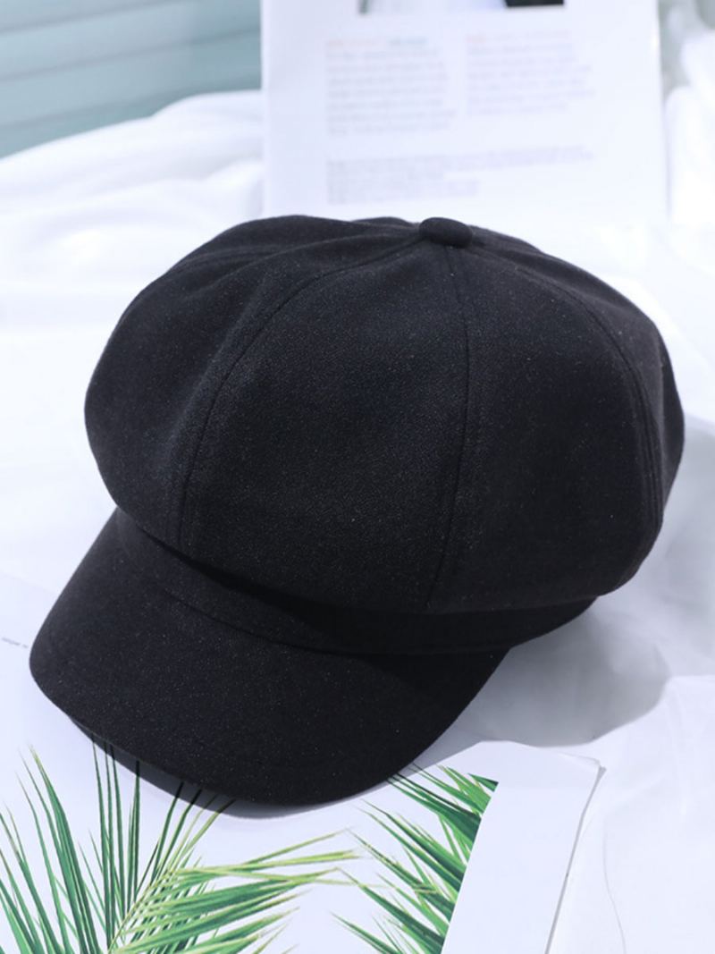 Damehatter Vakker Akrylfiber Kaffe Brun Beret - Sort