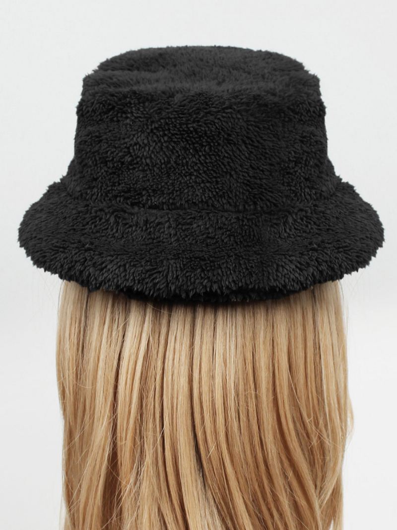 Fisherman Hats Faux Fur Ensfarget Høst Vinter Damelue - Sort