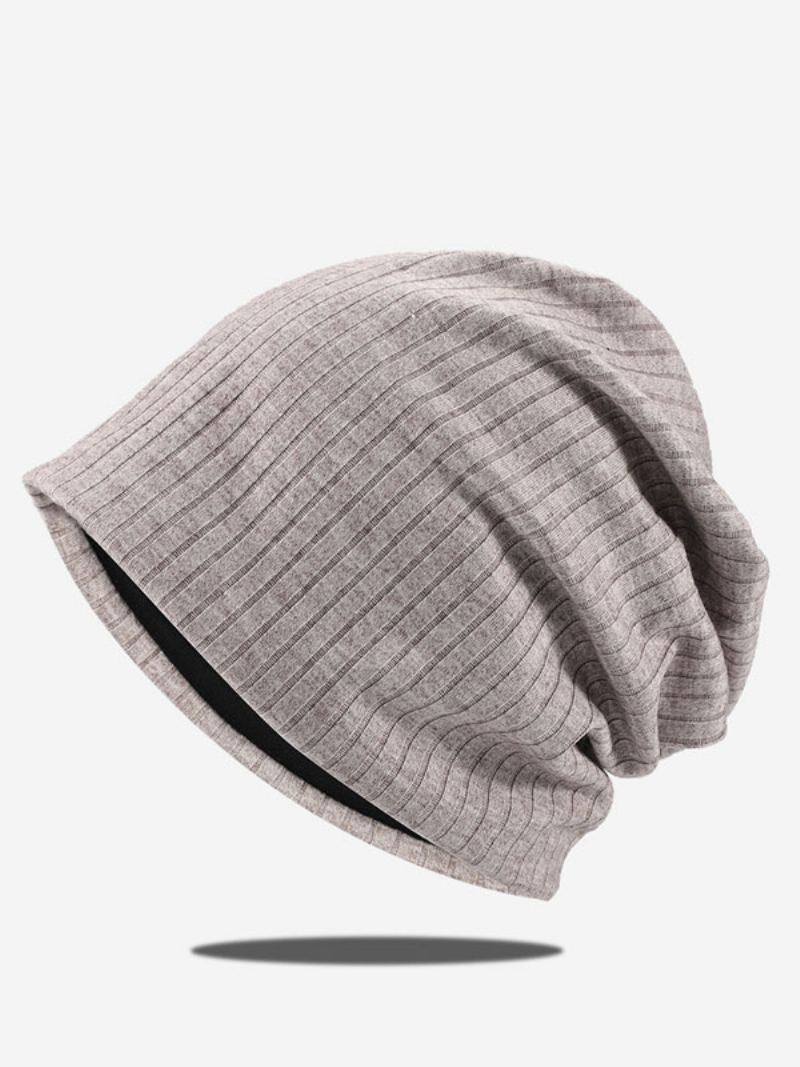 Strikket Cap Grooves Dame Caps For Fall Winter - Lysebrun