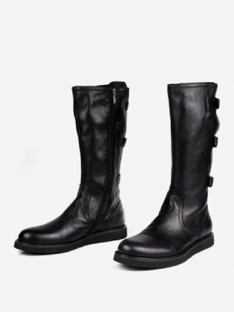 Herre Mid Kalv Støvler Sko Arbeidsboots Boots Kuskinn Chic Black