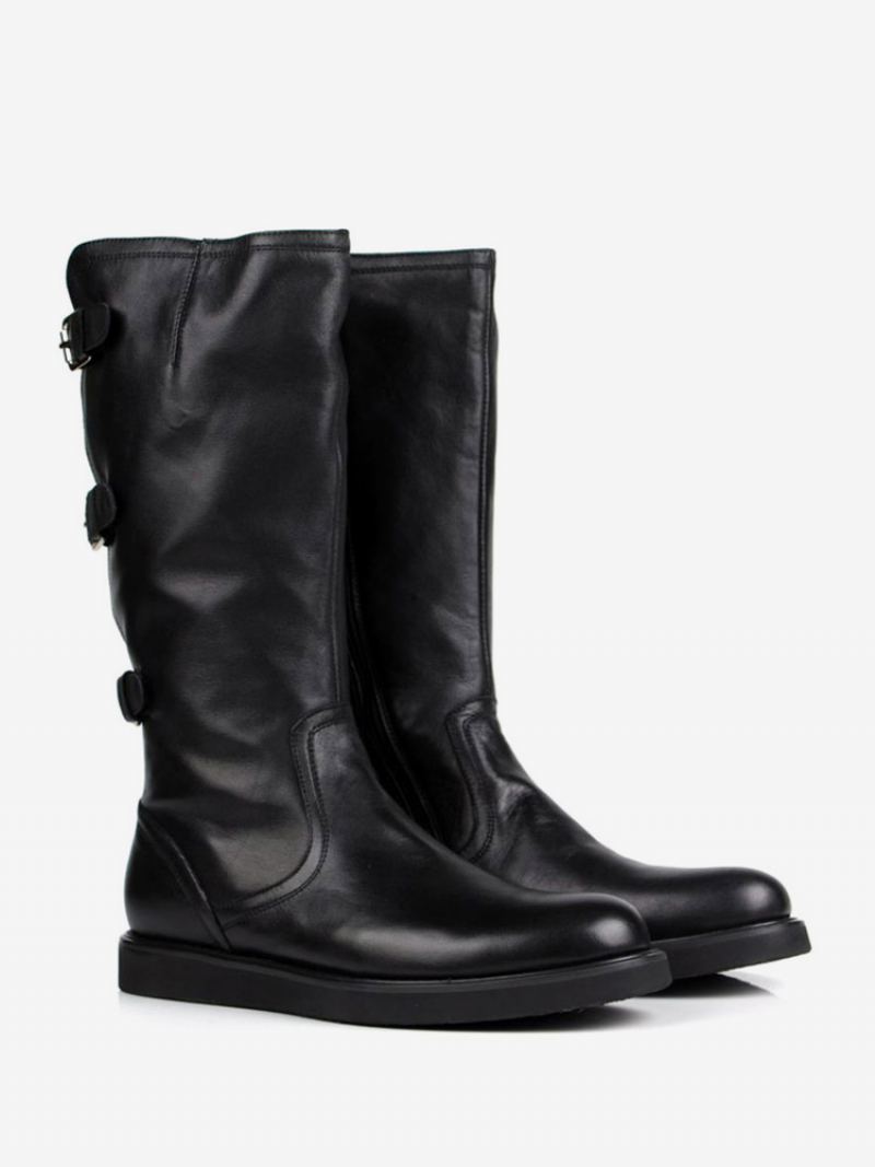 Herre Mid Kalv Støvler Sko Arbeidsboots Boots Kuskinn Chic Black - Svart