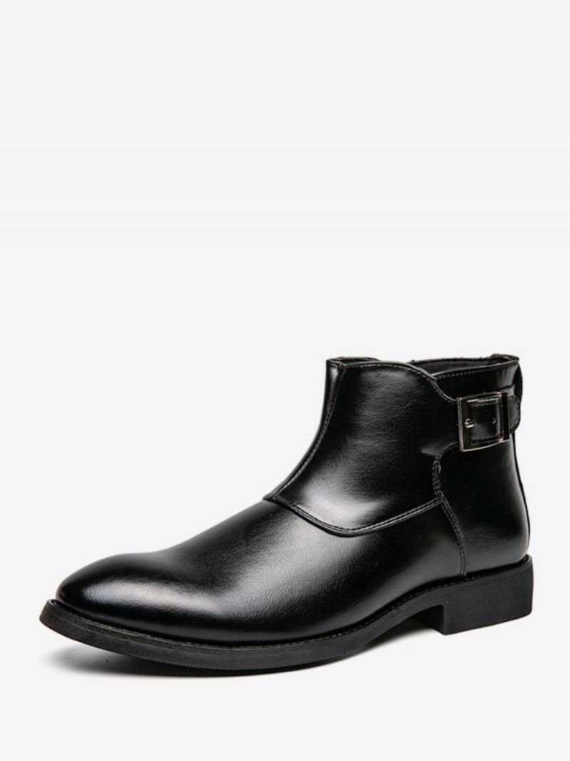 Herrestøvler Brun Pu-skinn Jodhpur-støvler Monk Strap Dress Sko - Sort