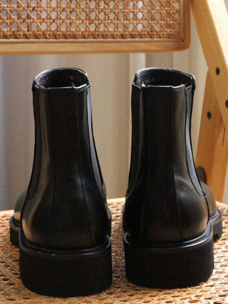 Herrestøvler Chelsea Boots Black Cowhide Square Toe Prom Party Sko - Svart