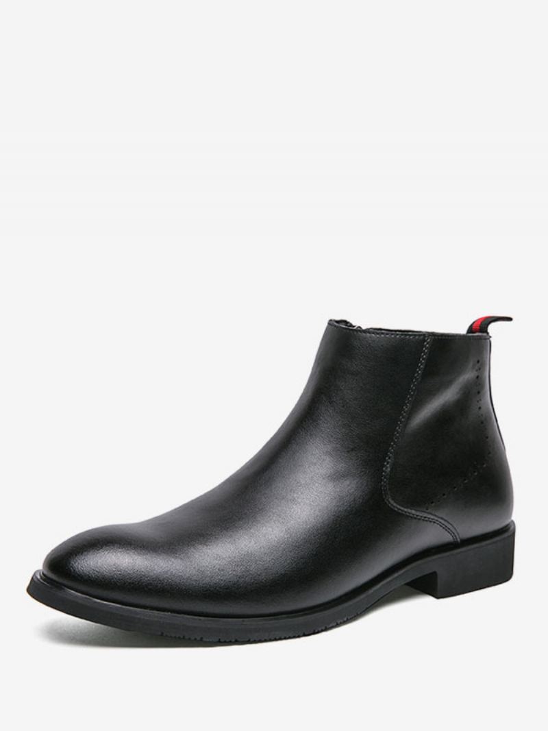 Herrestøvler Chelsea Boots Burgundy Pu-skinn Rund Tå - Sort