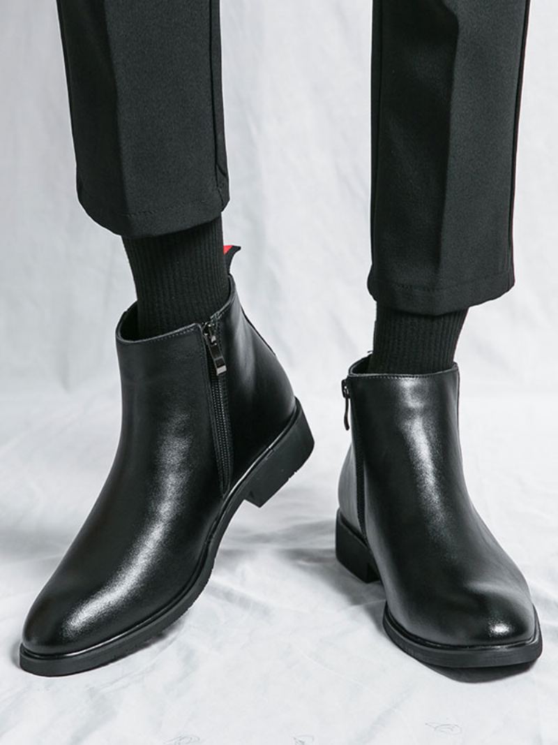 Herrestøvler Chelsea Boots Burgundy Pu-skinn Rund Tå - Sort