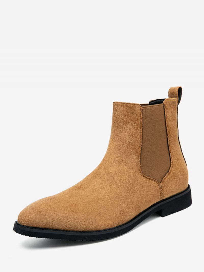 Herrestøvler Chelsea Boots Camel Pu-skinn Ankelstøvler Med Spisse Tå