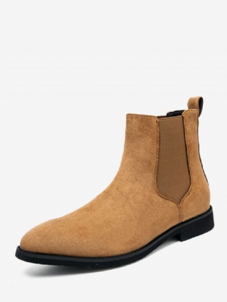 Herrestøvler Chelsea Boots Camel Pu-skinn Ankelstøvler Med Spisse Tå