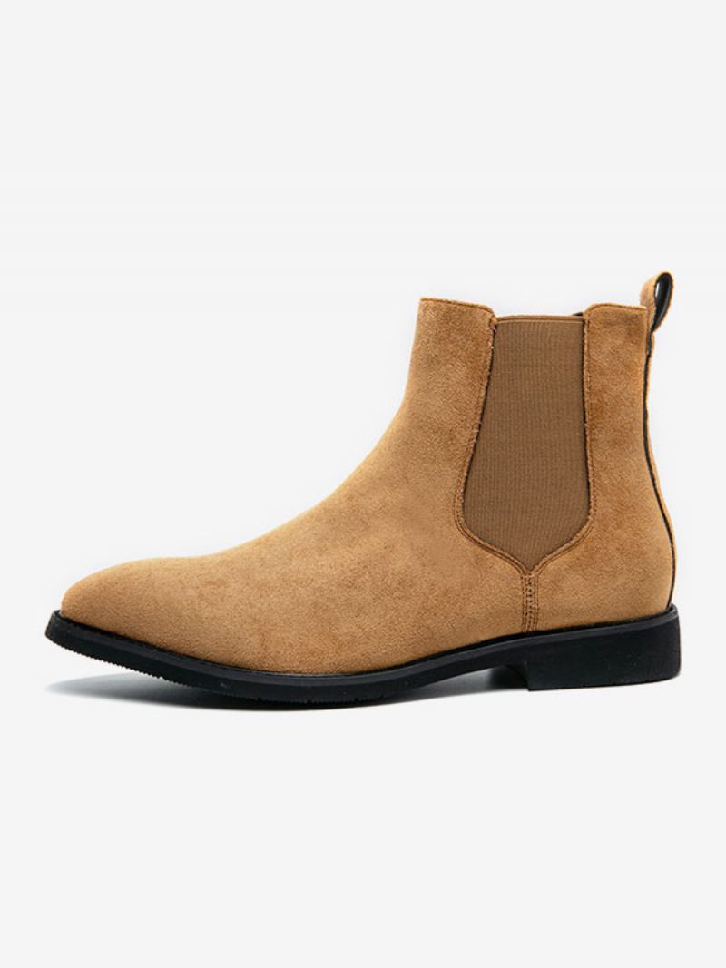 Herrestøvler Chelsea Boots Camel Pu-skinn Ankelstøvler Med Spisse Tå - Kamel